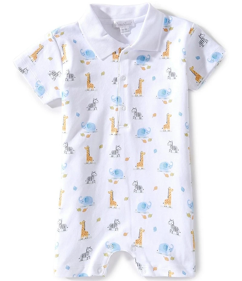 Kissy Kissy Baby Boy Pima Cotton Short Sleeve Safari Bunch Print Shortall