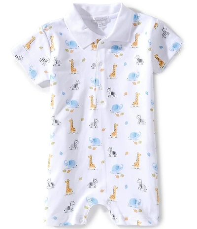 Kissy Kissy Baby Boy Pima Cotton Short Sleeve Safari Bunch Print Shortall