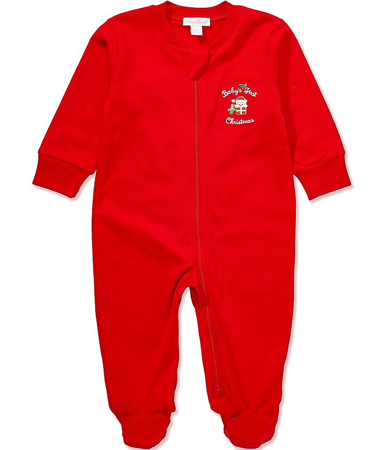 Kissy Kissy Baby Boys Long-Sleeve Baby's First Christmas Footie Coverall