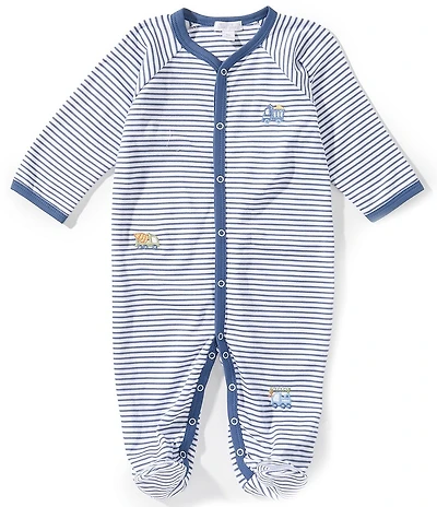 Kissy Kissy Baby Boys Long-Sleeve Striped/Construction Demo Footed Coverall