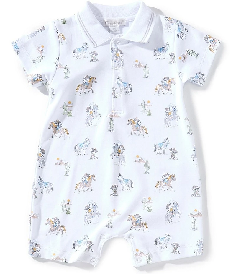 Kissy Kissy Baby Boys Short-Sleeve Cowpokes Roundup Shortall