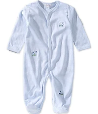 Kissy Kissy Baby Boys Pima Cotton Long Sleeve Premier Golf Championship Hand Embroidery Stripe Footie
