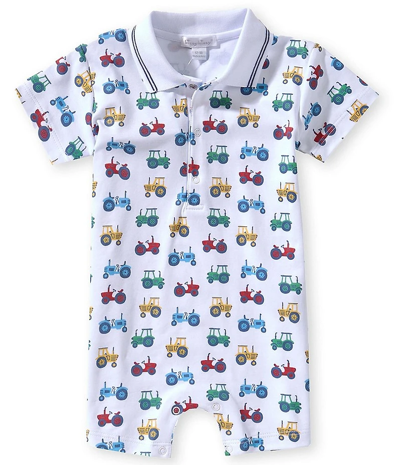 Kissy Kissy Baby Boys Pima Cotton Short-Sleeve Allover-Tractor-Printed Coverall
