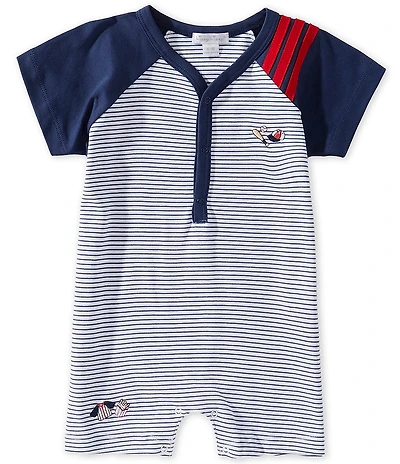 Kissy Kissy Baby Boys Pima Cotton Short Sleeve Fly Ball Stripe Playsuit