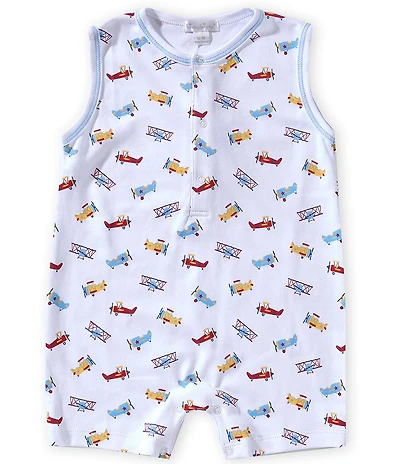 Kissy Kissy Baby Boys Pima Cotton Sleeveless Vintage-Airplane-Printed Shortall