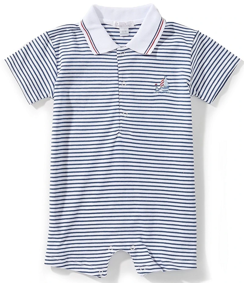 Kissy Kissy Baby Boys Red, White, Blue, Regatta Stripe Playsuit