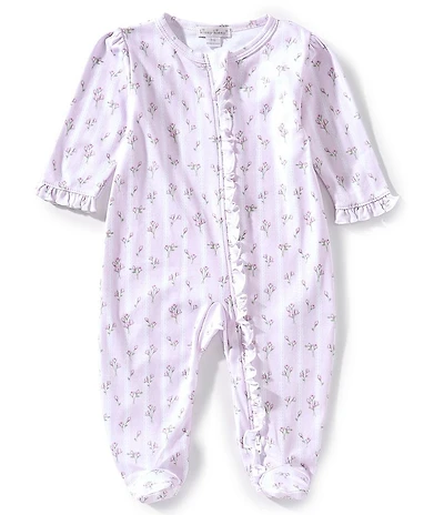 Kissy Kissy Baby Girls Long Sleeve Striped/Bouquet-Printed Rib-Knit Footed Coverall