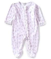 Kissy Kissy Baby Girls Long Sleeve Striped/Bouquet-Printed Rib-Knit Footed Coverall