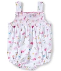 Kissy Kissy Baby Girls Ocean Antics Print Smocked Bubble