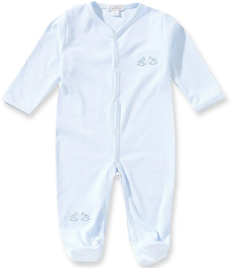 Kissy Kissy Baby Long Sleeve Embroidered Rocking Horse Stripe Footie