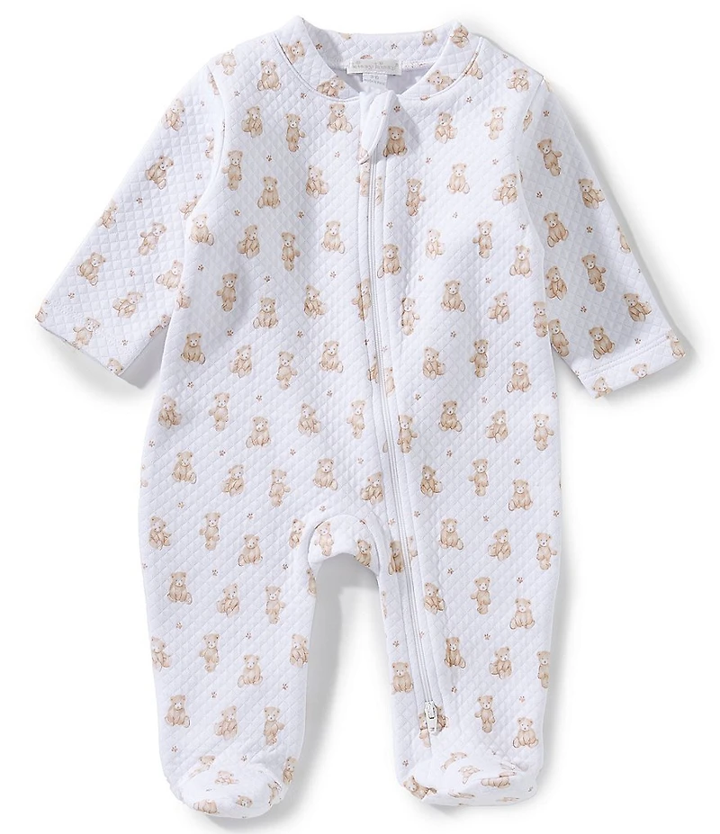 Kissy Kissy Baby Teddy Bear Tine Print Jacquard Zipper Footie