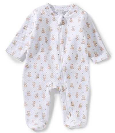 Kissy Kissy Baby Teddy Bear Tine Print Jacquard Zipper Footie