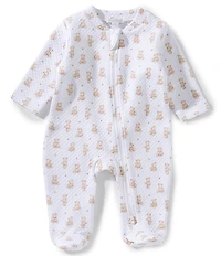 Kissy Kissy Baby Teddy Bear Tine Print Jacquard Zipper Footie