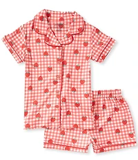 Komar Kids Big Girls Cuddle Duds Strawberry Coat Short Pajama 2-Piece Set