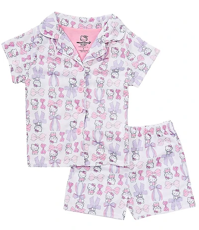 Komar Kids Girls Hello Kitty Bow Print Two-Piece Coat Pajama Set