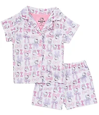 Komar Kids Girls Hello Kitty Bow Print Two-Piece Coat Pajama Set