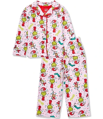 Komar Kids Grinch Little/Big Girls Holiday Long Sleeve Coat Pajama Set