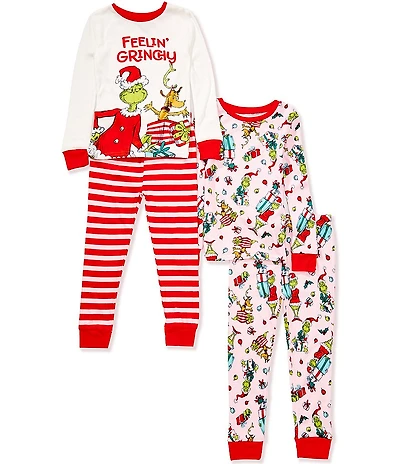 Komar Kids Grinch Little/Big Girls Christmas Long Sleeve Pullover & Pajama Pants 4-Piece Set