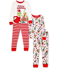 Komar Kids Grinch Little/Big Girls Christmas Long Sleeve Pullover & Pajama Pants 4-Piece Set