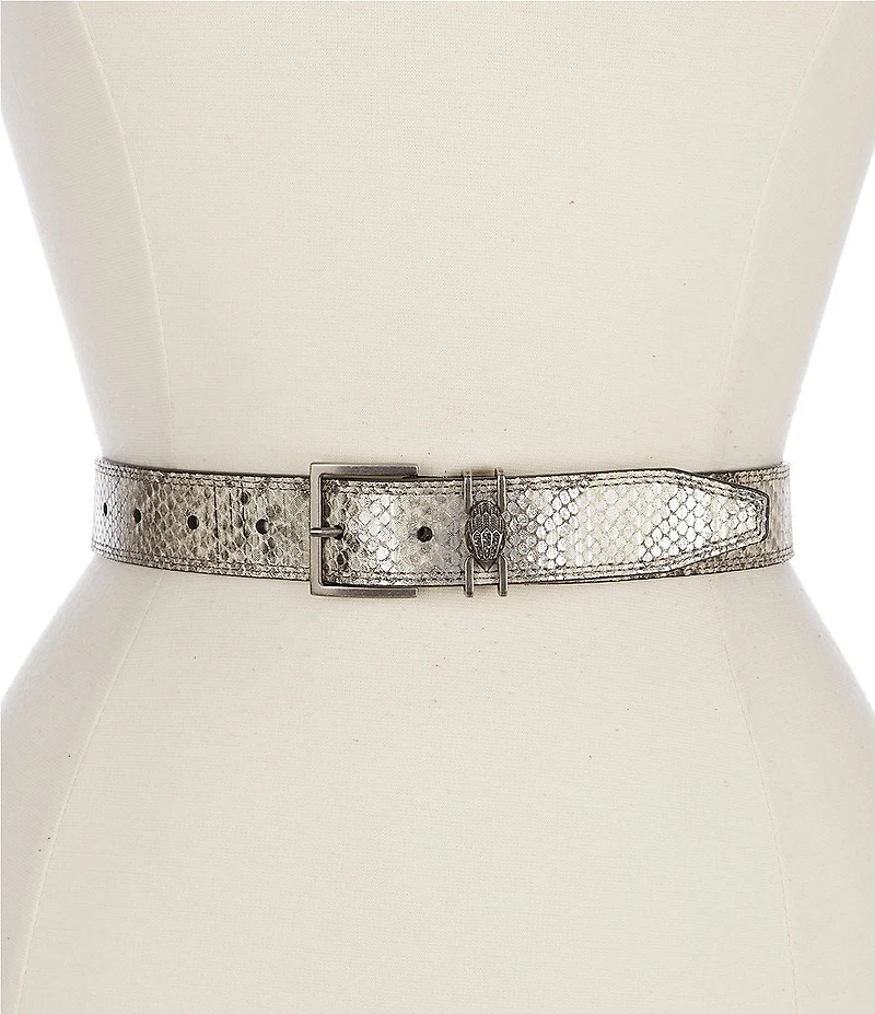 Kurt Geiger London Shoreditch 1.18#double; Snake Print Leather Belt
