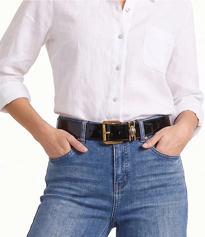 Kurt Geiger London 1.6#double; Patent Leather Eagle Keeper Harness Belt