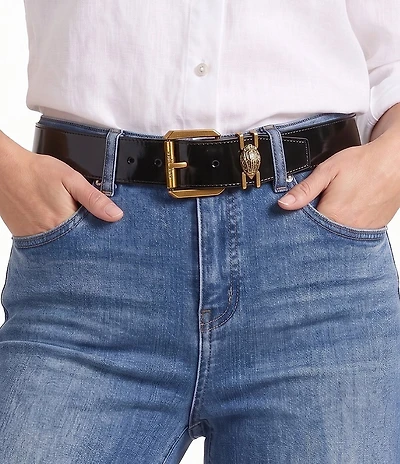 Kurt Geiger London 1.6#double; Patent Leather Eagle Keeper Harness Belt