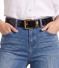 Kurt Geiger London 1.6#double; Patent Leather Eagle Keeper Harness Belt