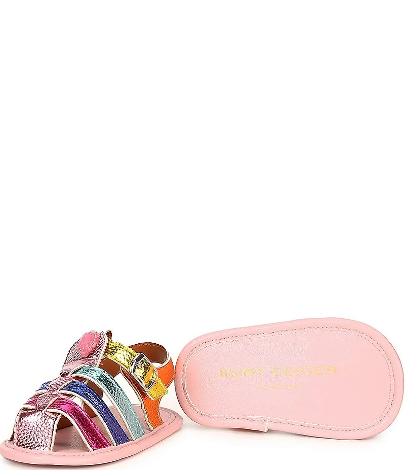 Kurt Geiger London Girls' Kensington Logo Ornament Fisherman Sandal Crib Shoes (Infant)