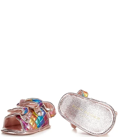 Kurt Geiger London Girls' Orson Leather Rainbow Sandal Crib Shoes (Infant)