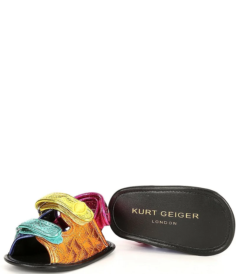 Kurt Geiger London Girls' Orson Metallic Leather Sandal Crib Shoes (Infant)