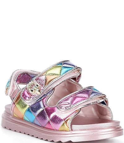 Kurt Geiger London Girls' Orson Leather Rainbow Hook-and-Loop Sandals (Toddler)