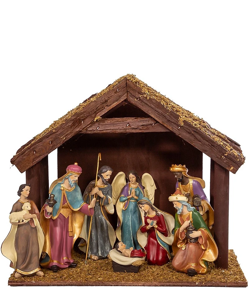 Kurt S. Adler Nativity Set With Wooden Stable, 8-Piece