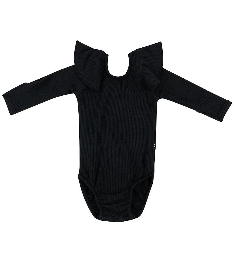 Kyte BABY Baby Bamboo Ribbed Long Sleeve Ruffle Bodysuit