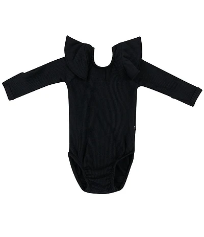 Kyte BABY Baby Bamboo Ribbed Long Sleeve Ruffle Bodysuit