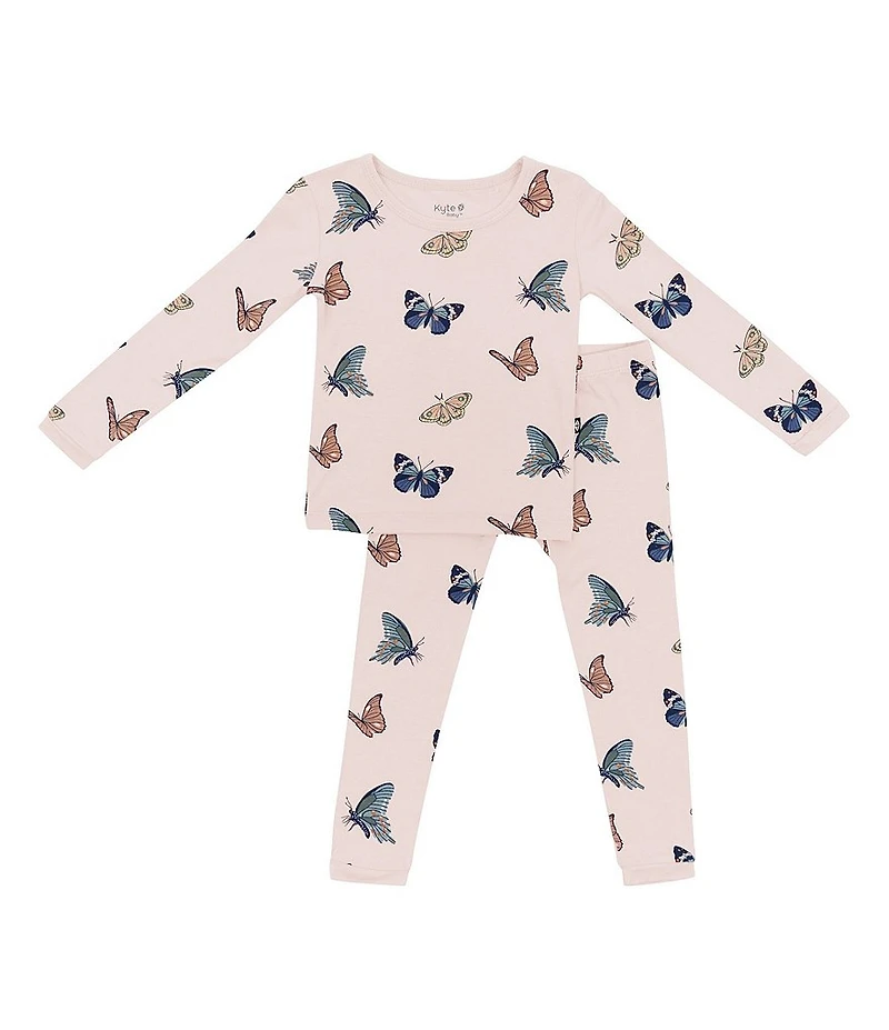 Kyte BABY Little Girls Bamboo Butterfly Print Long Sleeve Top & Pajama Pants Set