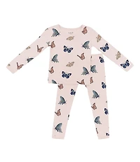 Kyte BABY Little Girls Bamboo Butterfly Print Long Sleeve Top & Pajama Pants Set