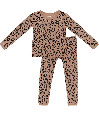 Kyte BABY Little Girls Bamboo Leopard Print Long Sleeve Top & Pajama Pants Set