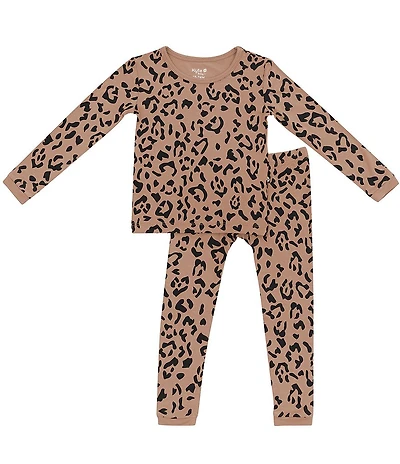 Kyte BABY Little Girls Bamboo Leopard Print Long Sleeve Top & Pajama Pants Set