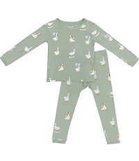 Kyte BABY Little Kids Bamboo Silly Goose Print Long Sleeve Top & Pajama Pants Set