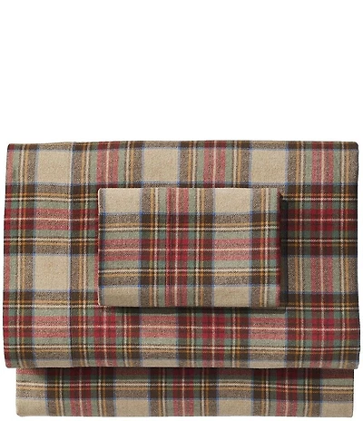 L.L.Bean Heritage Chamois Antique Dress Stewart Plaid Flannel Sheet Set