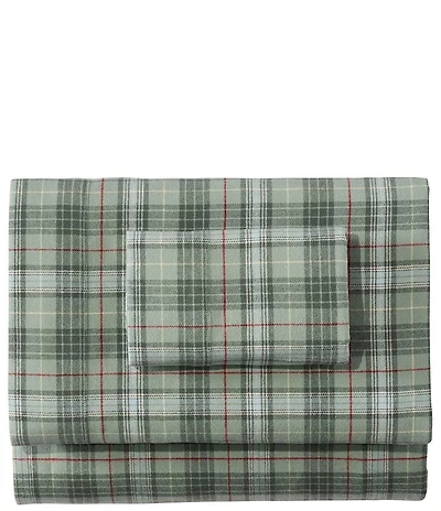 L.L.Bean Heritage Chamois Faded Sage Plaid Flannel Sheet Set