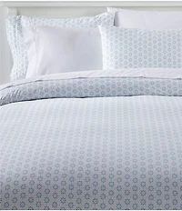 L.L.Bean Sunwashed Percale Daisy Flower Stenciled Print Comforter