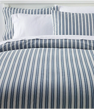 L.L.Bean Sunwashed Percale Stripe Print Comforter