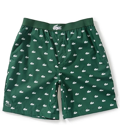 Lacoste Crocodile Printed Poplin Pajama Shorts