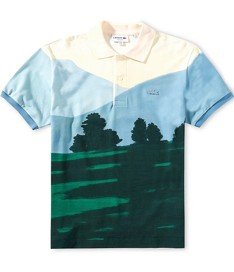 Lacoste Landscape Print Short Sleeve Polo Shirt