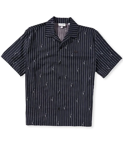Lacoste Stripe Short Sleeve Woven Camp Shirt
