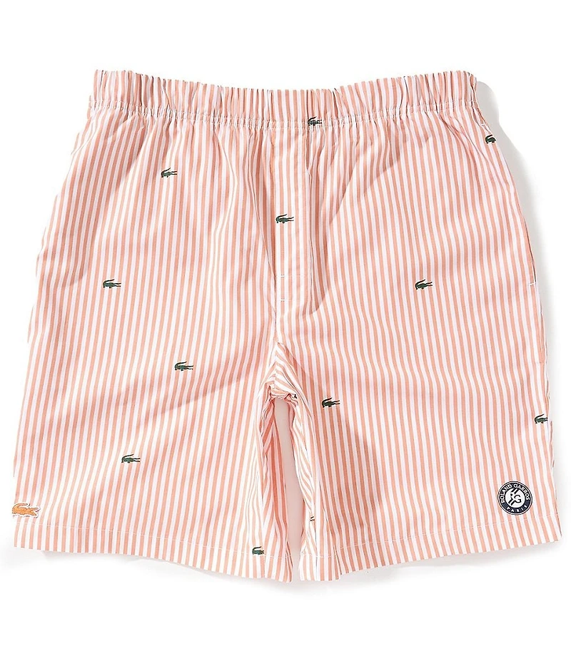 Lacoste Striped Crocodile-Printed 7/8#double; Inseam Pajama Shorts