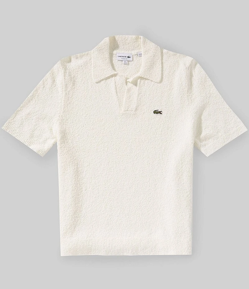 Lacoste Sweater Knit Short Sleeve Johnny Collar Polo Shirt