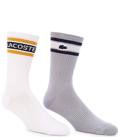 Lacoste Tennis Stripe Logo Crew Socks 2-Pack
