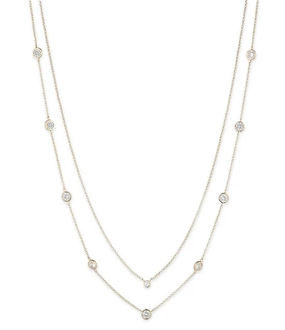 Lauren Ralph Lauren Gold Tone Crystal 2 Row Stationed Collar Necklace